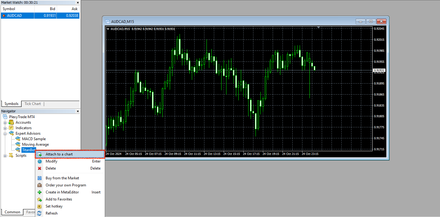 Attach EA to chart