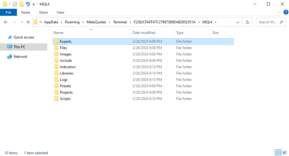 MQL4 mql4 folder