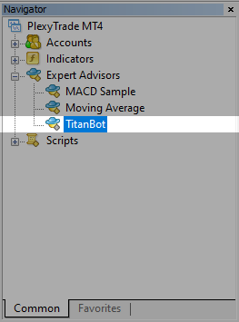TitanBot inside Expert Advisors list